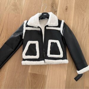 French connection sz 8 faux leather shearling jacket